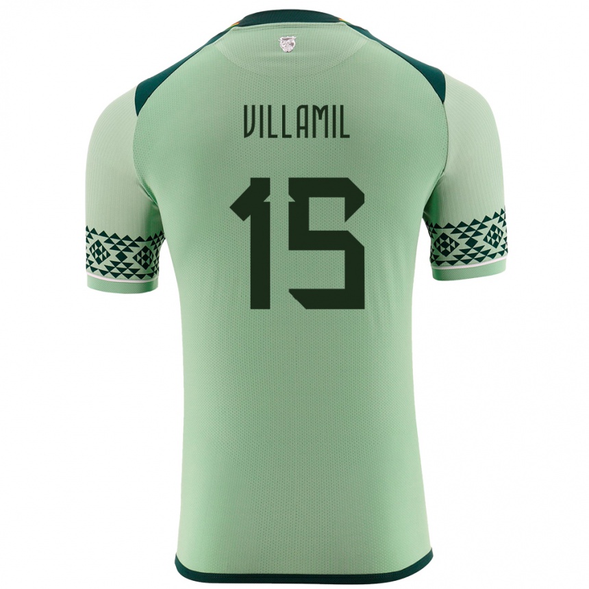 メンズフットボールボリビアガブリエル・アレハンドロ・ヴィラミル・コルテス#15ライトグリーンホームシャツ24-26ジャージーユニフォーム