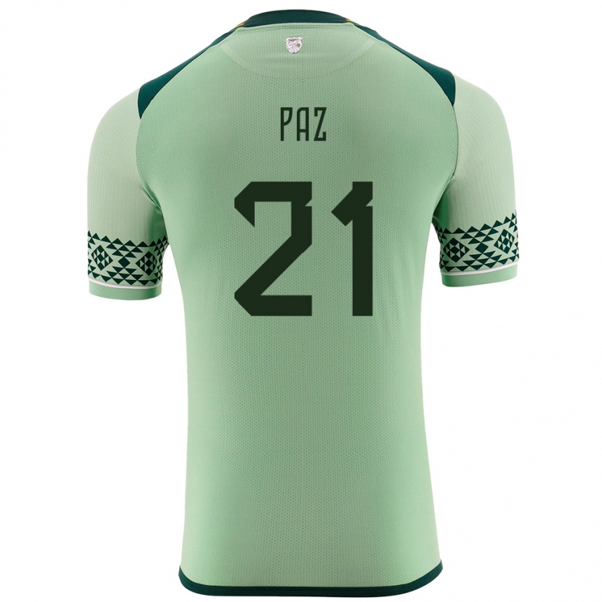 メンズフットボールボリビアLuis Paz#21ライトグリーンホームシャツ24-26ジャージーユニフォーム