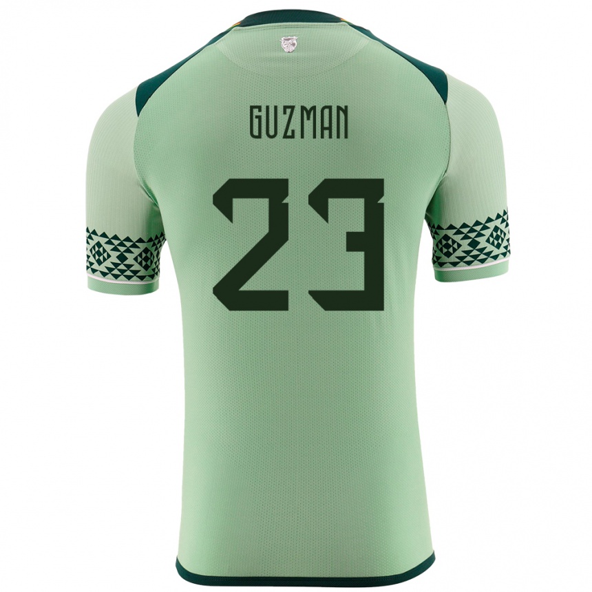 メンズフットボールボリビアLeonardo Guzmán#23ライトグリーンホームシャツ24-26ジャージーユニフォーム
