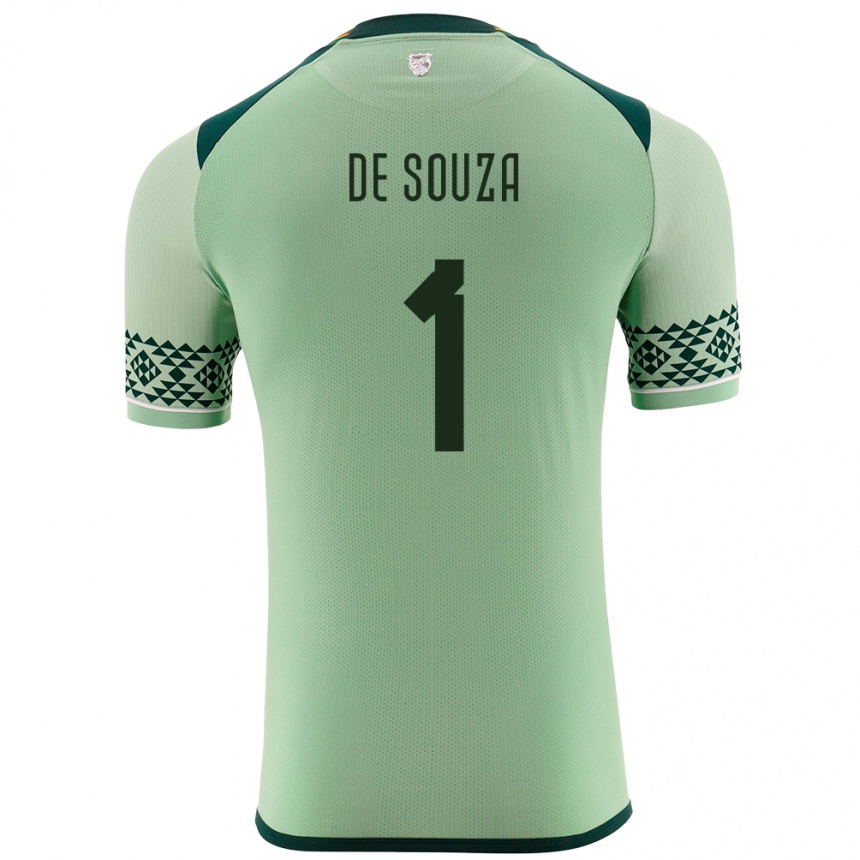 メンズフットボールボリビアVictor De Souza#1ライトグリーンホームシャツ24-26ジャージーユニフォーム