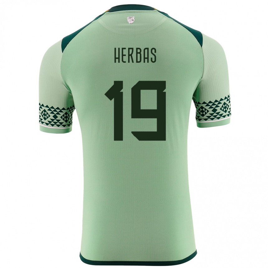 メンズフットボールボリビアAlan Herbas#19ライトグリーンホームシャツ24-26ジャージーユニフォーム