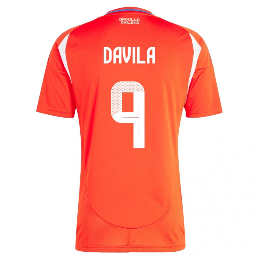 メンズフットボールチリビクトル・ダビラ#9赤ホームシャツ24-26ジャージーユニフォーム