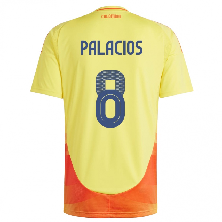 メンズフットボールコロンビアBrahian Palacios#8黄ホームシャツ24-26ジャージーユニフォーム