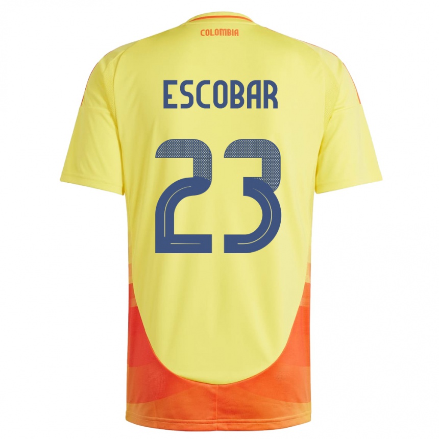 メンズフットボールコロンビアJosen Escobar#23黄ホームシャツ24-26ジャージーユニフォーム