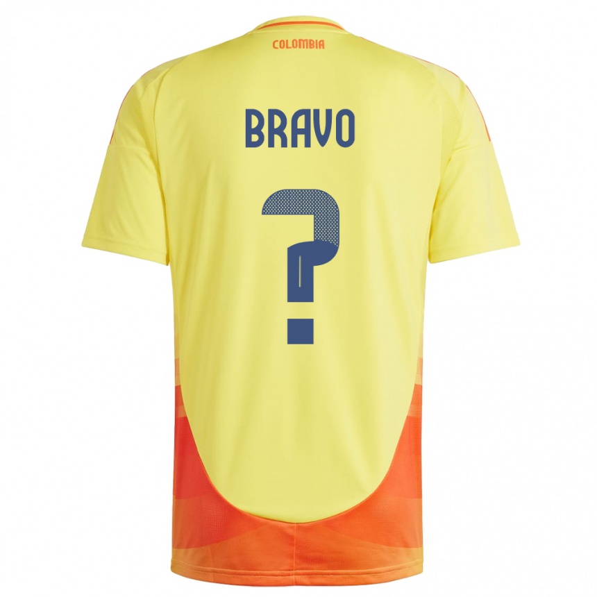 メンズフットボールコロンビアPedro Bravo#0黄ホームシャツ24-26ジャージーユニフォーム