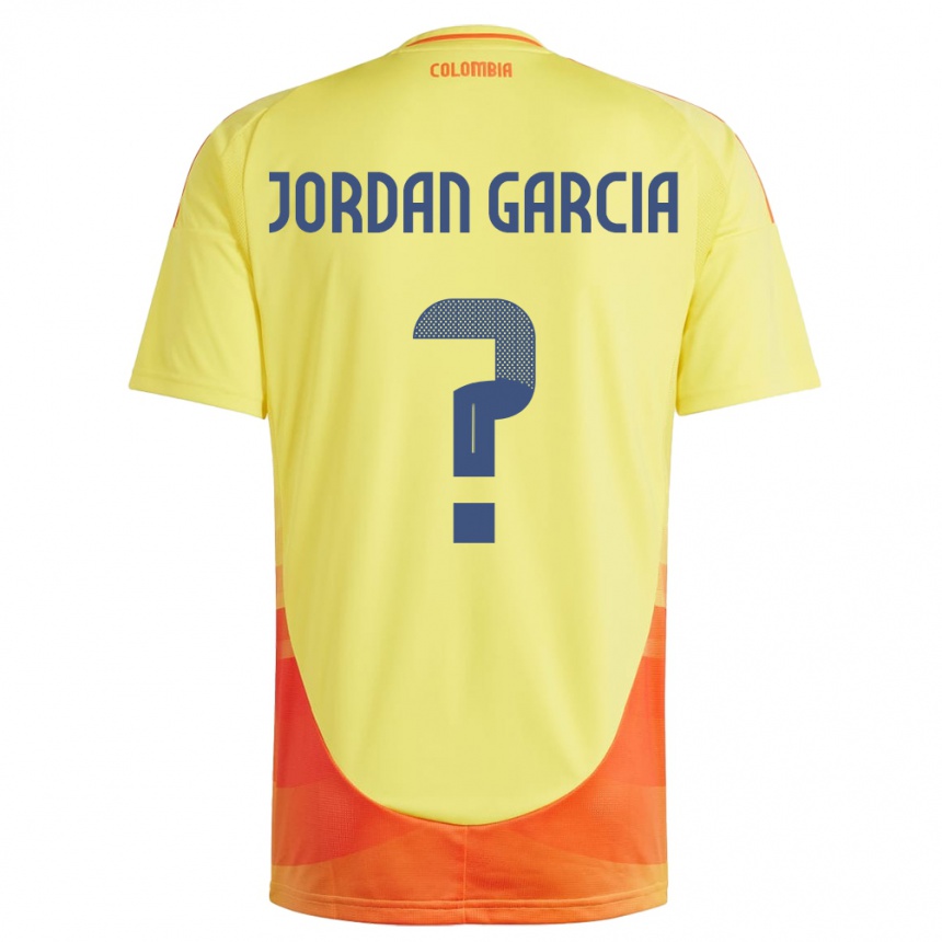 メンズフットボールコロンビアJordan García#0黄ホームシャツ24-26ジャージーユニフォーム