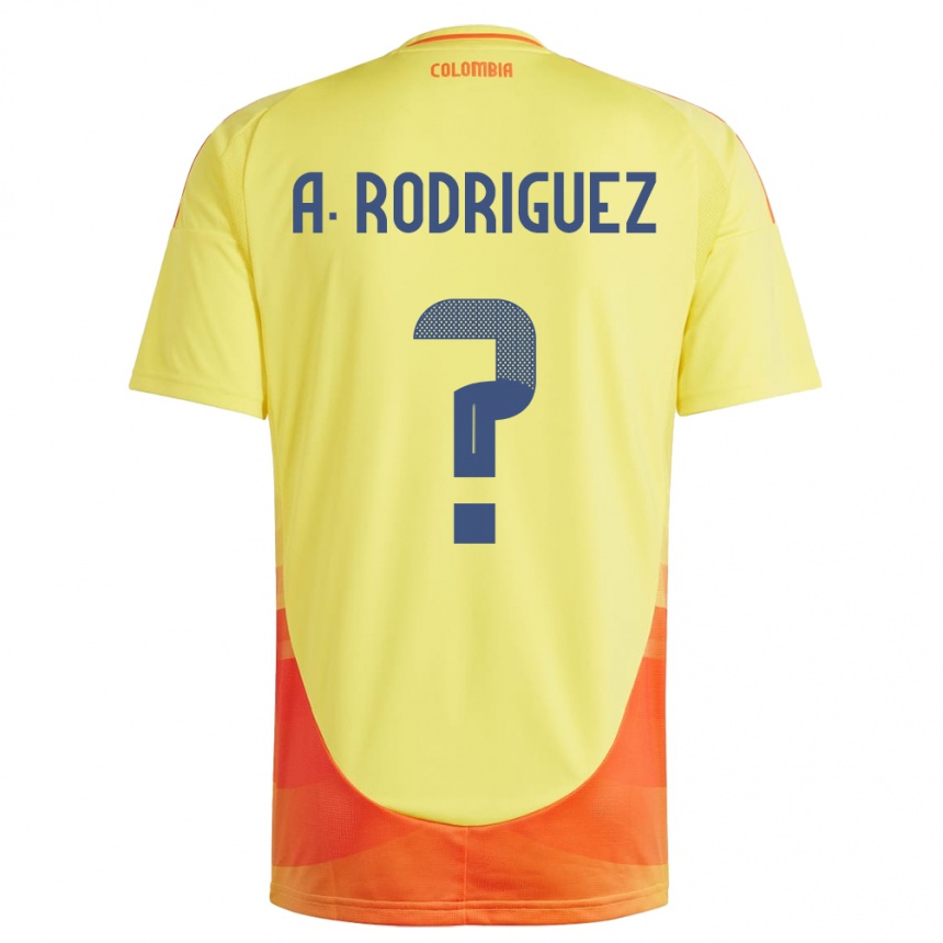 メンズフットボールコロンビアAndrés Rodríguez#0黄ホームシャツ24-26ジャージーユニフォーム