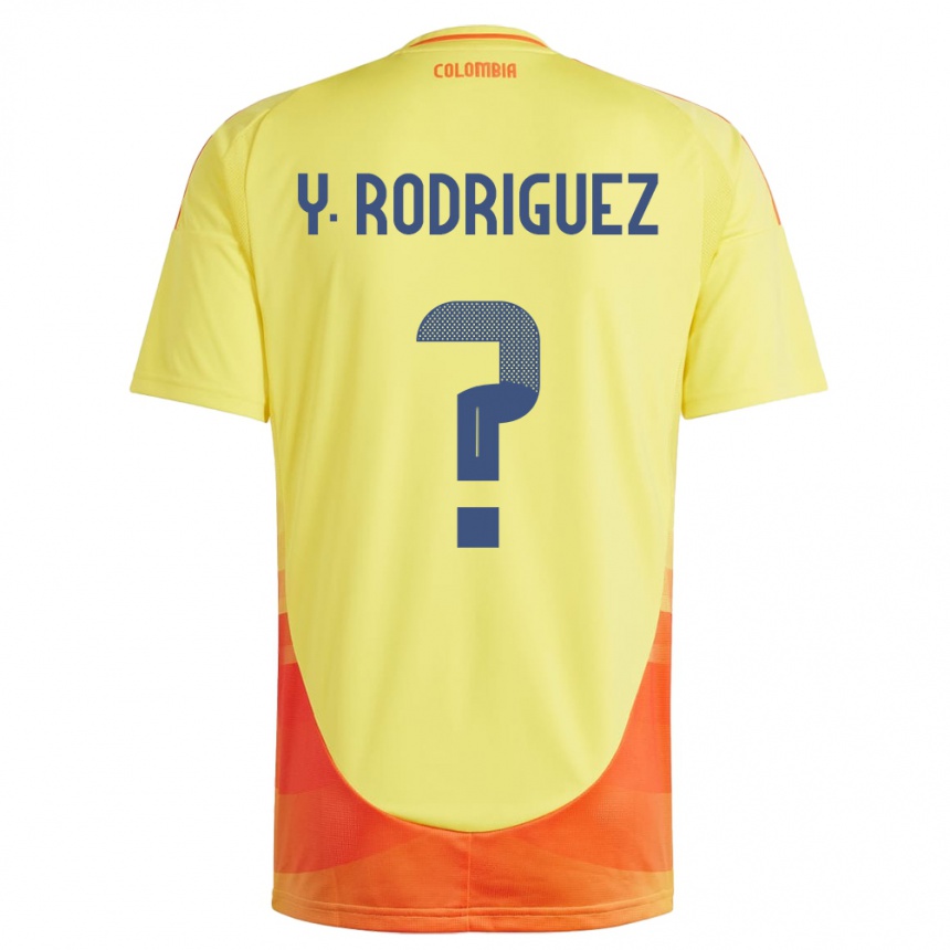 メンズフットボールコロンビアYefrei Rodríguez#0黄ホームシャツ24-26ジャージーユニフォーム