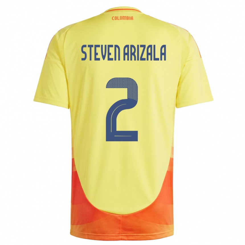 メンズフットボールコロンビアElver Steven Arizala#2黄ホームシャツ24-26ジャージーユニフォーム