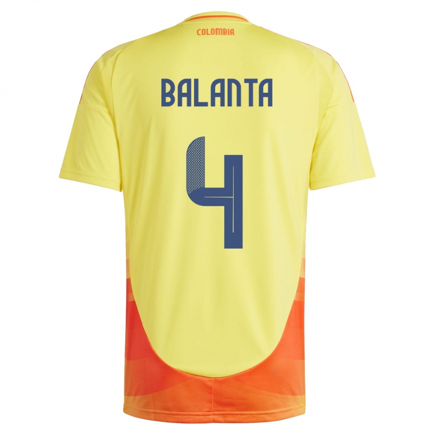 メンズフットボールコロンビアMarlon Balanta#4黄ホームシャツ24-26ジャージーユニフォーム