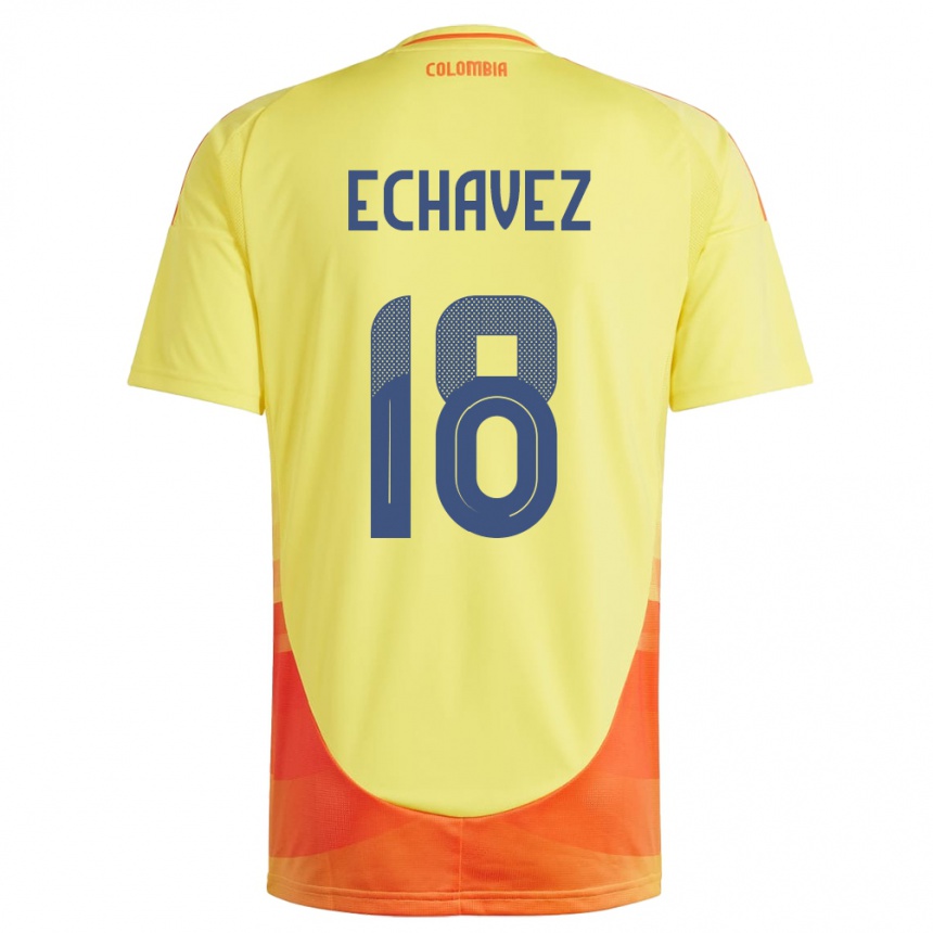 メンズフットボールコロンビアJhon Echavez#18黄ホームシャツ24-26ジャージーユニフォーム