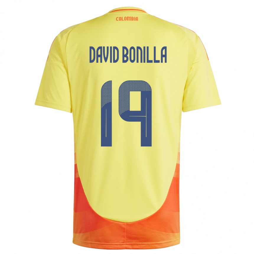 メンズフットボールコロンビアホアン・デイビット・ボニージャ・アンドラーデ#19黄ホームシャツ24-26ジャージーユニフォーム