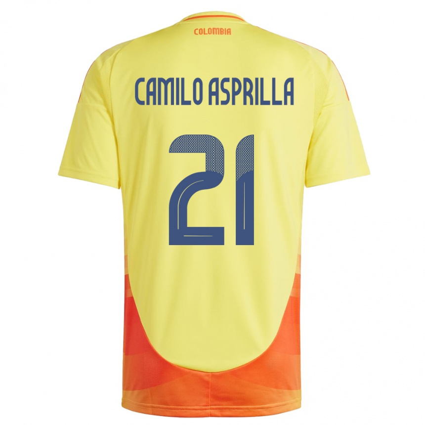 メンズフットボールコロンビアJuan Camilo Asprilla#21黄ホームシャツ24-26ジャージーユニフォーム