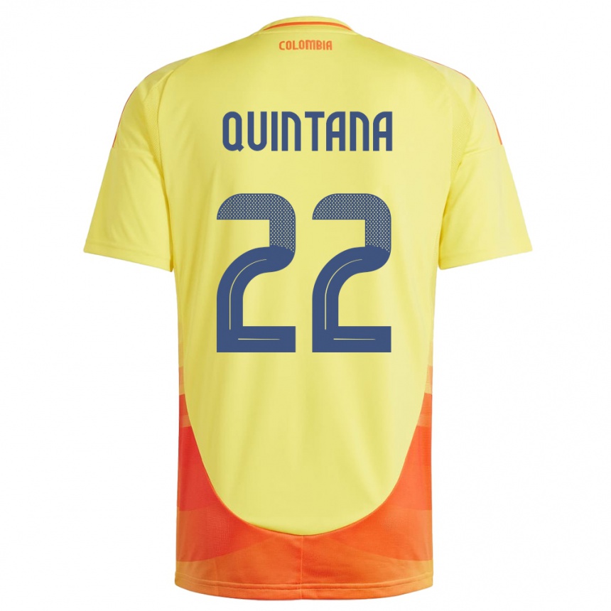 メンズフットボールコロンビアBreiner Quintana#22黄ホームシャツ24-26ジャージーユニフォーム