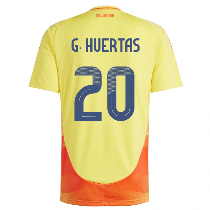メンズフットボールコロンビアGabriela Huertas#20黄ホームシャツ24-26ジャージーユニフォーム