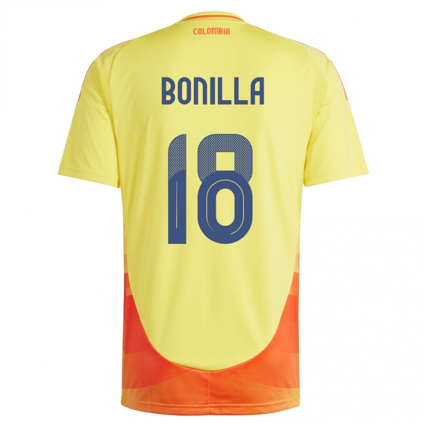 メンズフットボールコロンビアWendy Bonilla#18黄ホームシャツ24-26ジャージーユニフォーム