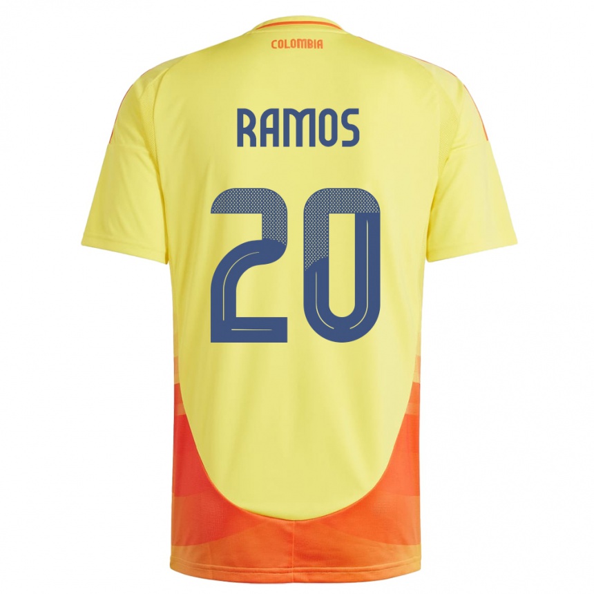 メンズフットボールコロンビアMónica Ramos#20黄ホームシャツ24-26ジャージーユニフォーム