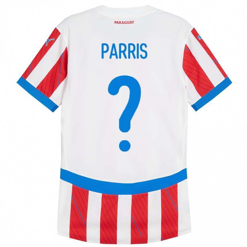 メンズフットボールパラグアイMattías Parris#0赤、白ホームシャツ24-26ジャージーユニフォーム