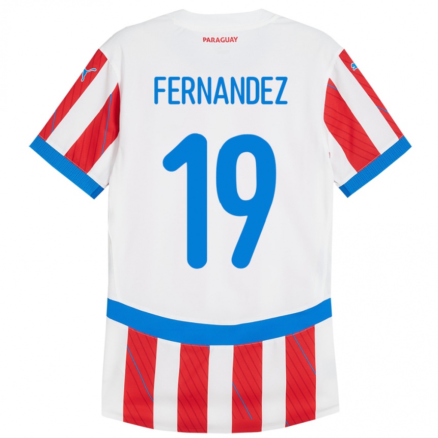 メンズフットボールパラグアイRebeca Fernández#19赤、白ホームシャツ24-26ジャージーユニフォーム