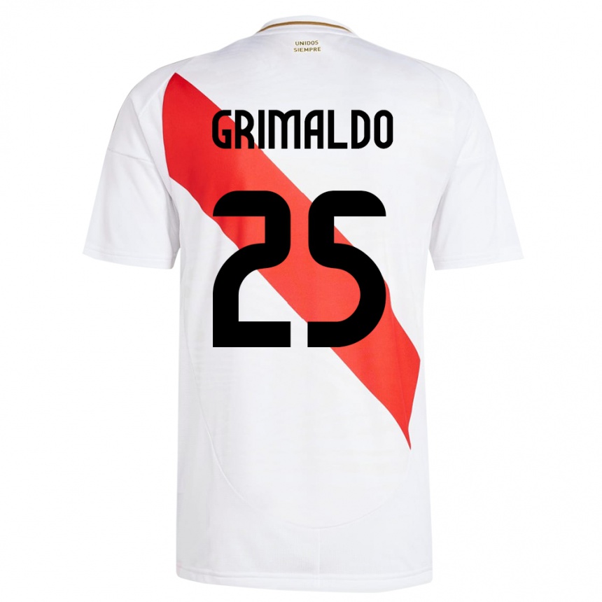 メンズフットボールペルージョアン・グリマルド#25白ホームシャツ24-26ジャージーユニフォーム
