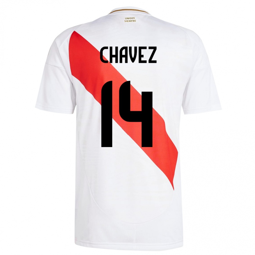 メンズフットボールペルーFelipe Chávez#14白ホームシャツ24-26ジャージーユニフォーム