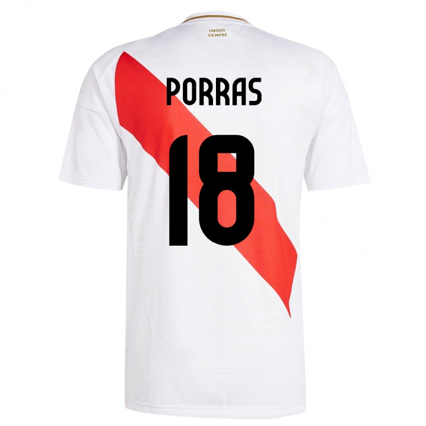 メンズフットボールペルーSashenka Porras#18白ホームシャツ24-26ジャージーユニフォーム