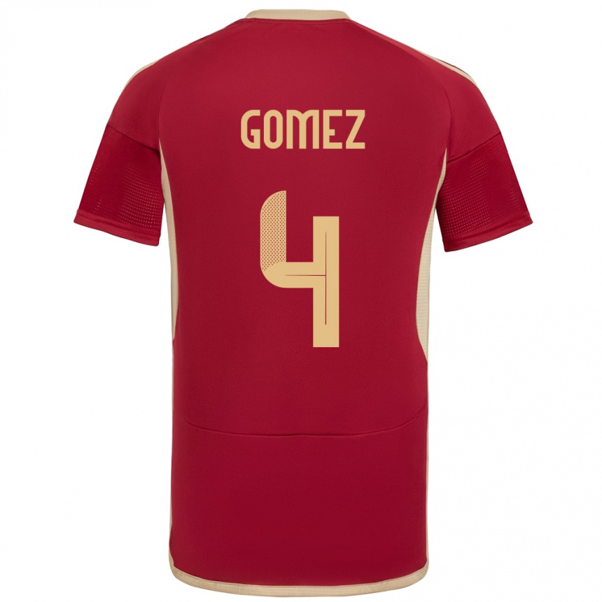 メンズフットボールベネズエラSantiago Gómez#4ブルゴーニュホームシャツ24-26ジャージーユニフォーム