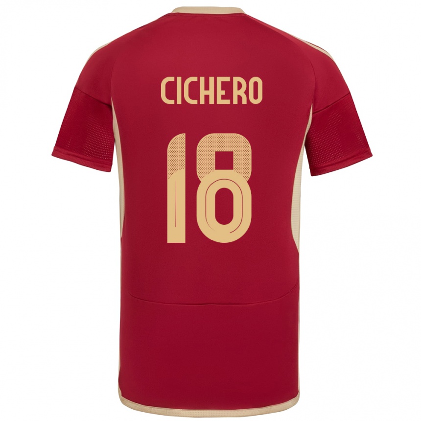 メンズフットボールベネズエラアレハンドロ・チチェロ#18ブルゴーニュホームシャツ24-26ジャージーユニフォーム