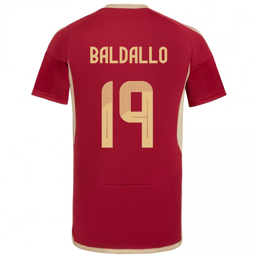 メンズフットボールベネズエラMicheel Baldallo#19ブルゴーニュホームシャツ24-26ジャージーユニフォーム