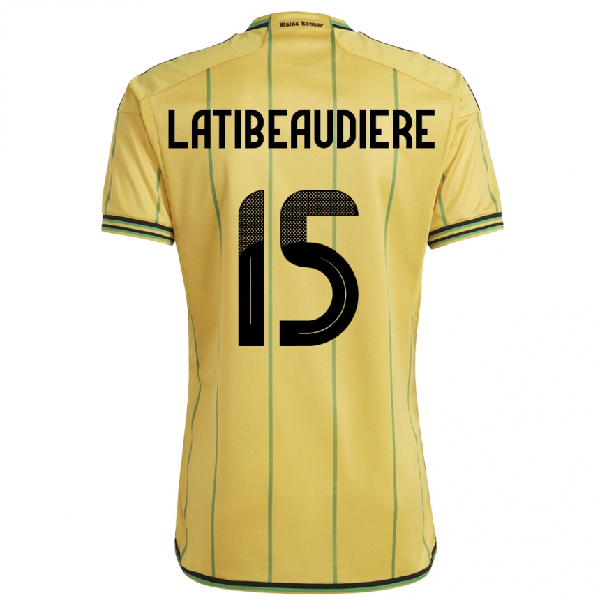 メンズフットボールジャマイカジョエル・ラティボーディエル#15黄ホームシャツ24-26ジャージーユニフォーム