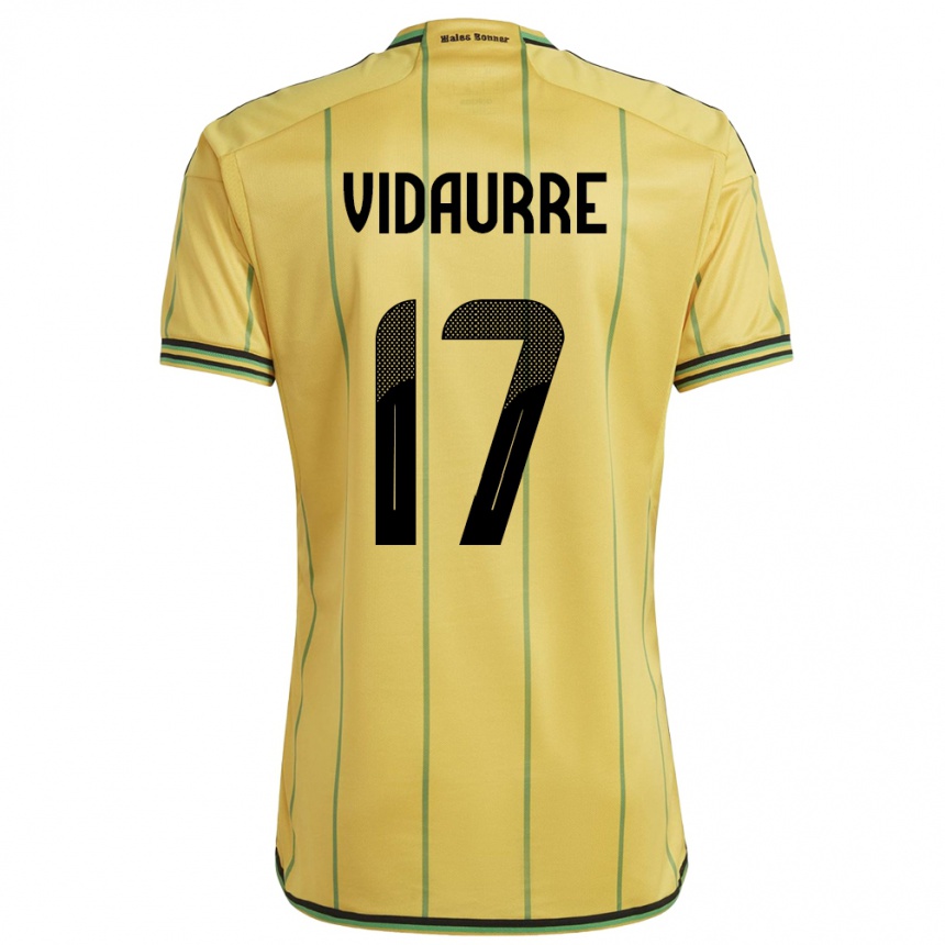 メンズフットボールジャマイカZoe Vidaurre#17黄ホームシャツ24-26ジャージーユニフォーム