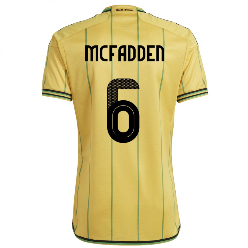メンズフットボールジャマイカLogan Mcfadden#6黄ホームシャツ24-26ジャージーユニフォーム