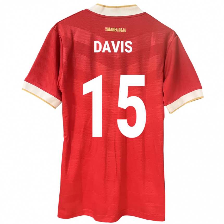 メンズフットボールパナマエリック・デービス#15赤ホームシャツ24-26ジャージーユニフォーム