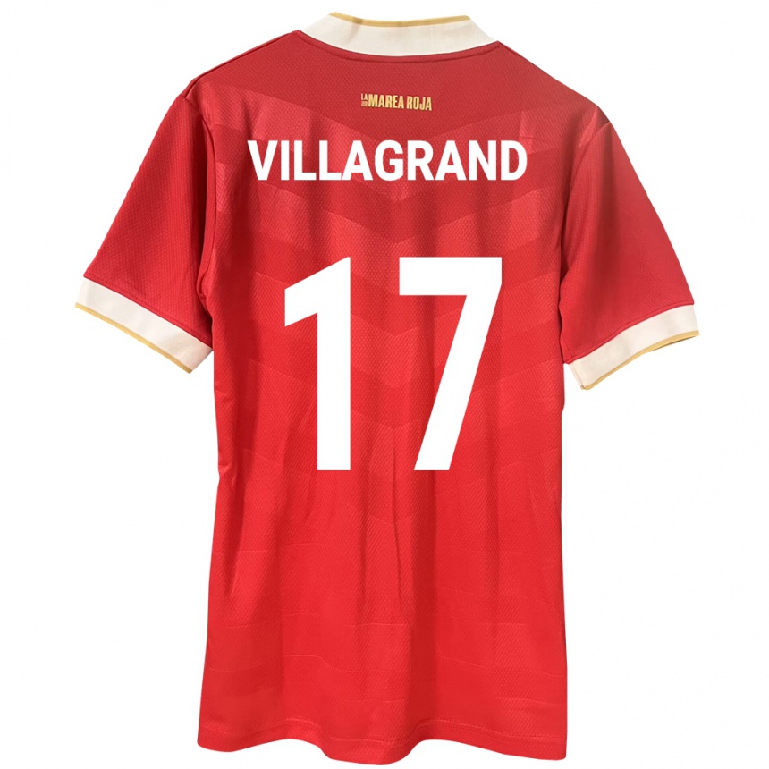 メンズフットボールパナマGabriela Villagrand#17赤ホームシャツ24-26ジャージーユニフォーム