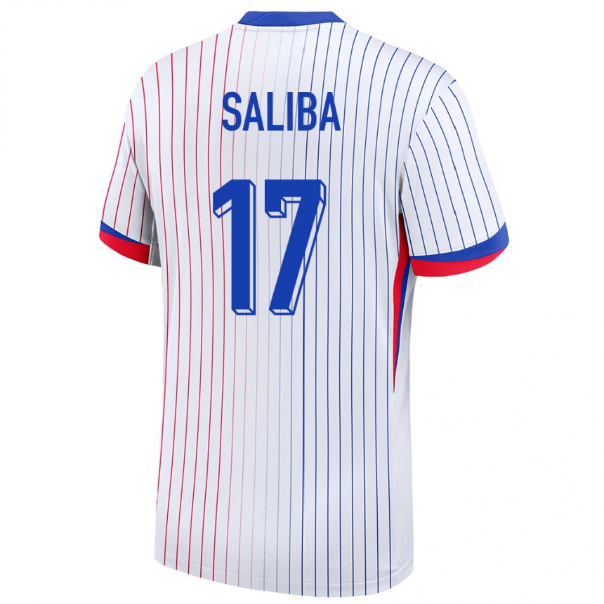 メンズフットボールフランスウィリアン・サリバ#17白アウェイシャツ24-26ジャージーユニフォーム