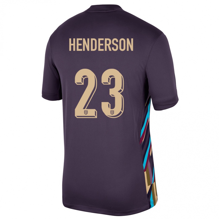 メンズフットボールイングランドディーン・ヘンダーソン#23ダークレーズンアウェイシャツ24-26ジャージーユニフォーム