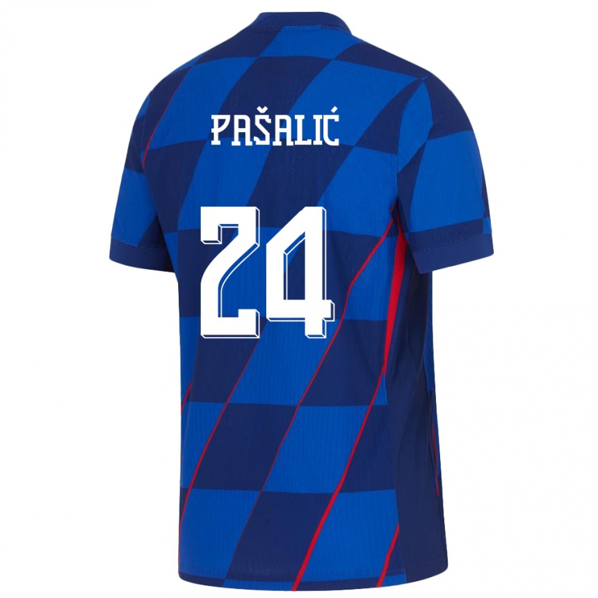 メンズフットボールクロアチアマルコ・パシャリッチ#24青アウェイシャツ24-26ジャージーユニフォーム