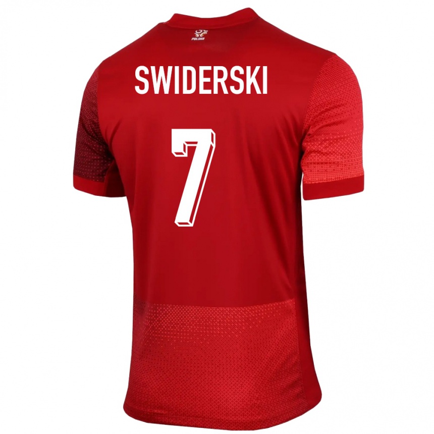 メンズフットボールポーランドカロル・シフィデルスキ#7赤アウェイシャツ24-26ジャージーユニフォーム