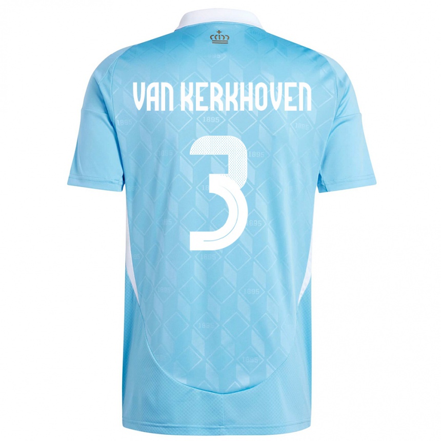 メンズフットボールベルギーElla Van Kerkhoven#3青アウェイシャツ24-26ジャージーユニフォーム