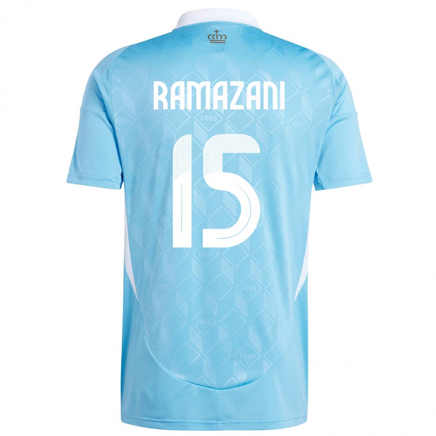メンズフットボールベルギーラージー・ラマザニ#15青アウェイシャツ24-26ジャージーユニフォーム