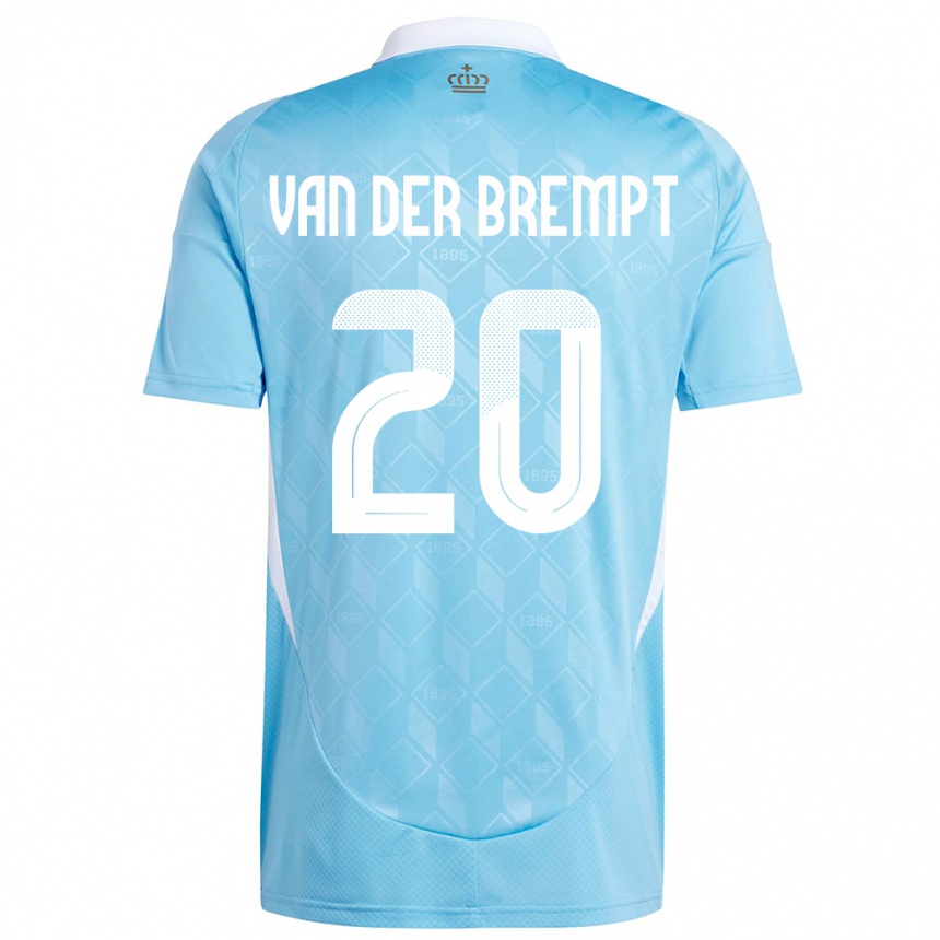 メンズフットボールベルギーイグニス・ファン・デル・ブレント#20青アウェイシャツ24-26ジャージーユニフォーム