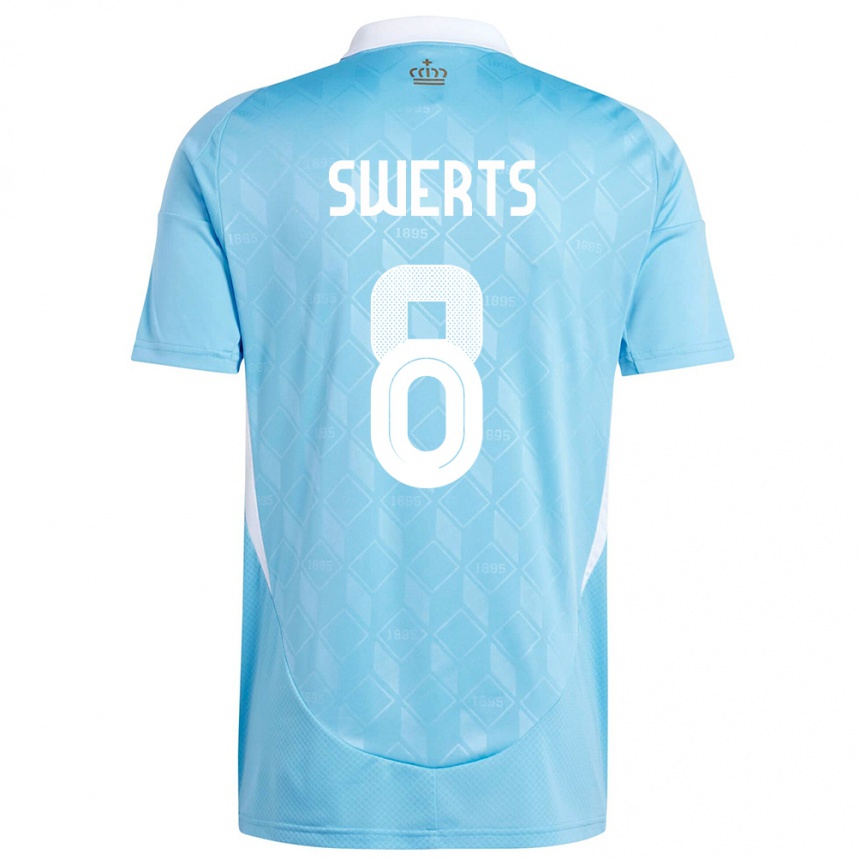 メンズフットボールベルギーMaarten Swerts#8青アウェイシャツ24-26ジャージーユニフォーム