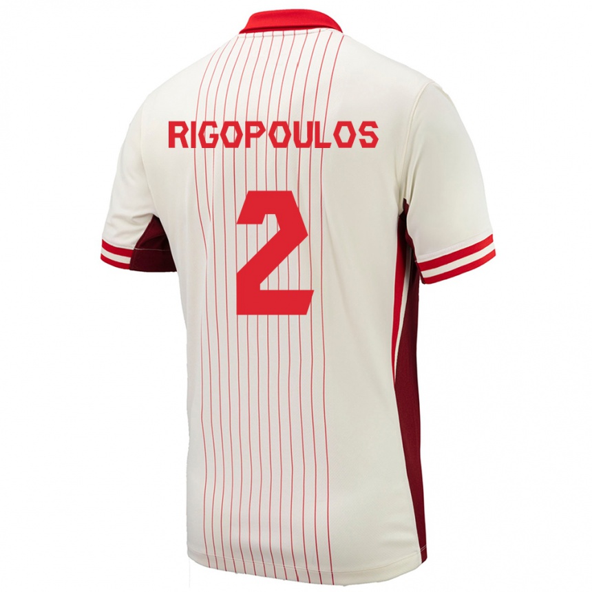 メンズフットボールカナダTheo Rigopoulos#2白アウェイシャツ24-26ジャージーユニフォーム