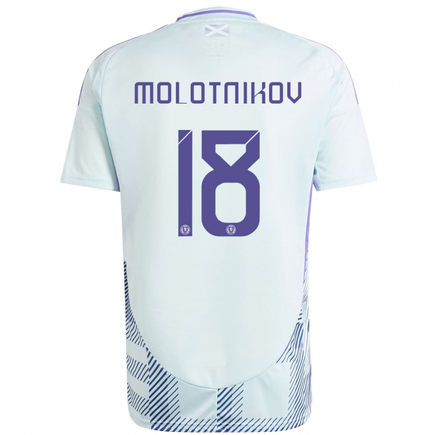 メンズフットボールスコットランドRudi Molotnikov#18ライトミントブルーアウェイシャツ24-26ジャージーユニフォーム