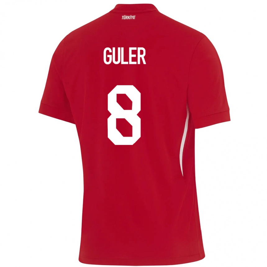メンズフットボールトルコアルダ・ギュレル#8赤アウェイシャツ24-26ジャージーユニフォーム