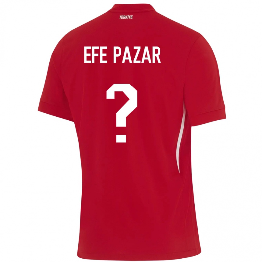 メンズフットボールトルコAlper Efe Pazar#0赤アウェイシャツ24-26ジャージーユニフォーム