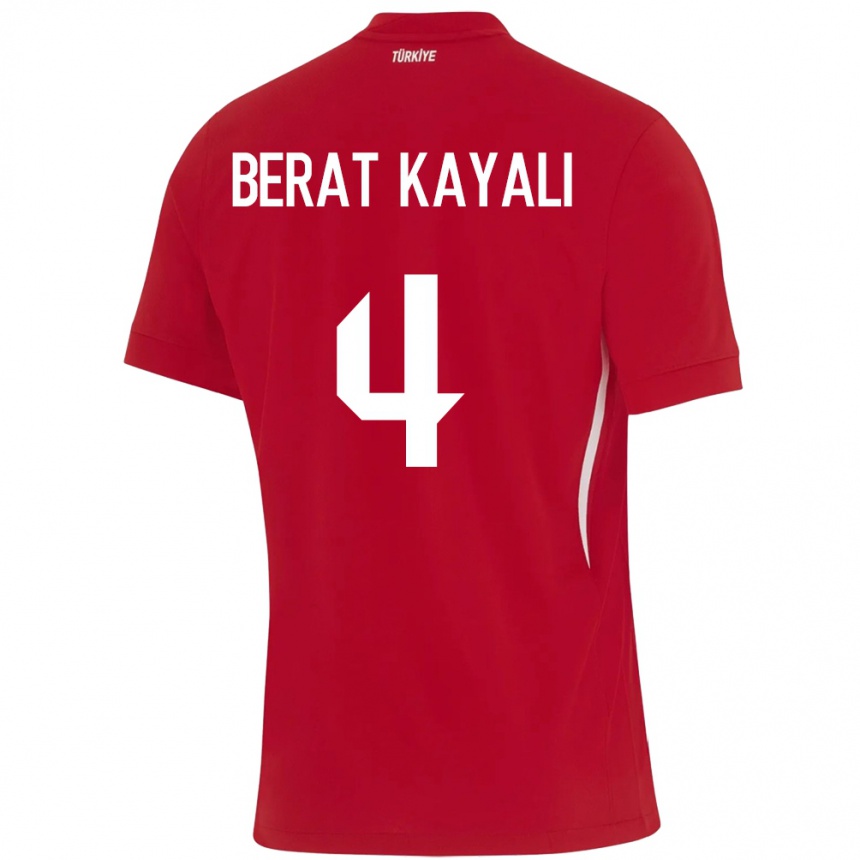 メンズフットボールトルコハサン・ベラト・カヤリ#4赤アウェイシャツ24-26ジャージーユニフォーム