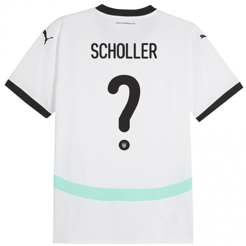 メンズフットボールオーストリアJakob Schöller#0白アウェイシャツ24-26ジャージーユニフォーム
