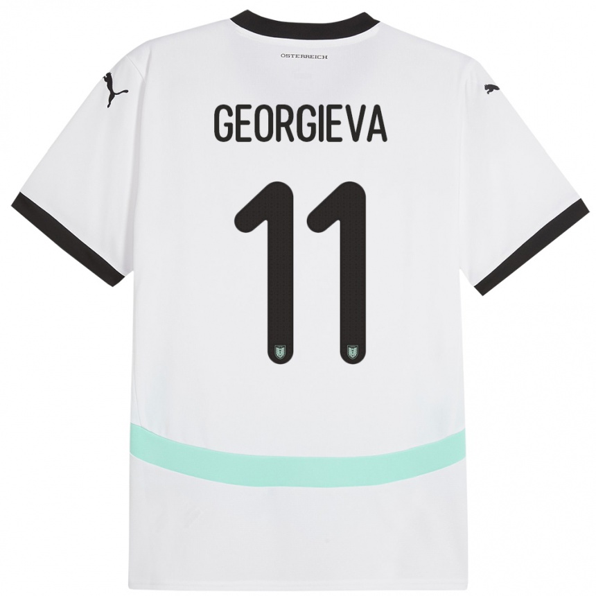 メンズフットボールオーストリアマリーナ・ゲオルギエヴァ#11白アウェイシャツ24-26ジャージーユニフォーム