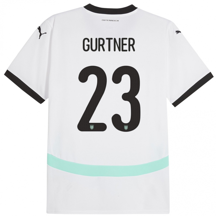 メンズフットボールオーストリアAndrea Gurtner#23白アウェイシャツ24-26ジャージーユニフォーム